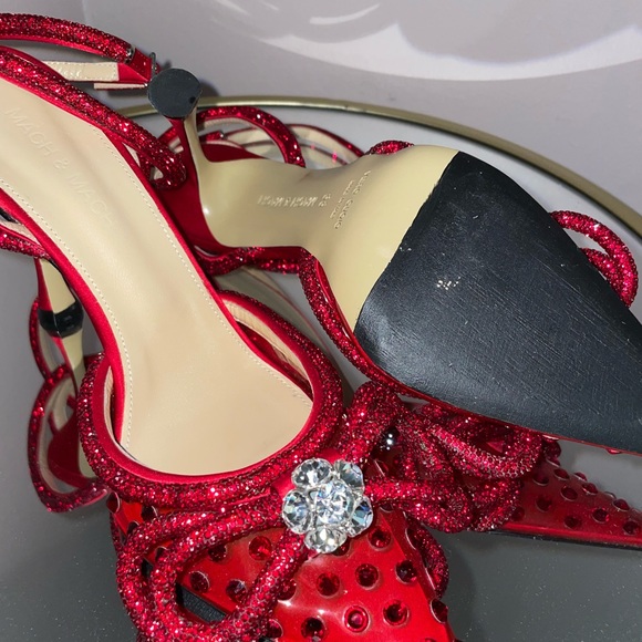 Authentic Mach & Mach Double Crystal Bow Pointed Toe Pump - Picture 4 of 14